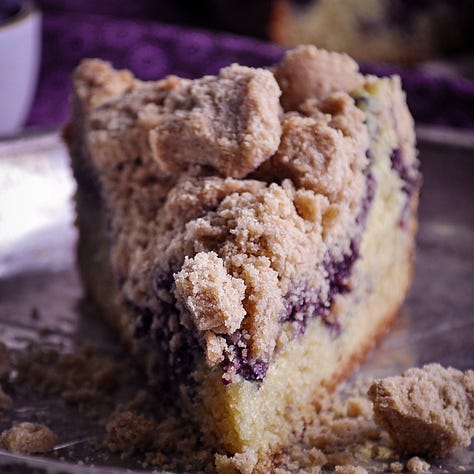 Blueberry pancakes, Blueberry crumb cake, and Blueberry corn muffins.