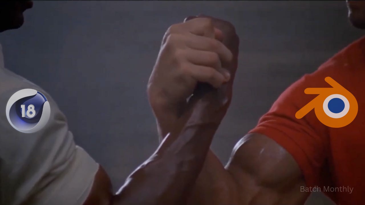 Batch Monthly Blender and Cinema 4D meme arm wrestling