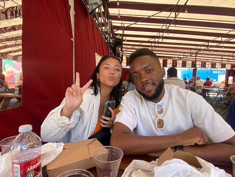 nine pictures of Tobi with his friends