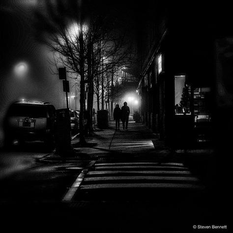 Steve Bennett's sample street photographs (the world as seen) and composite artworks )the world as reimagined)