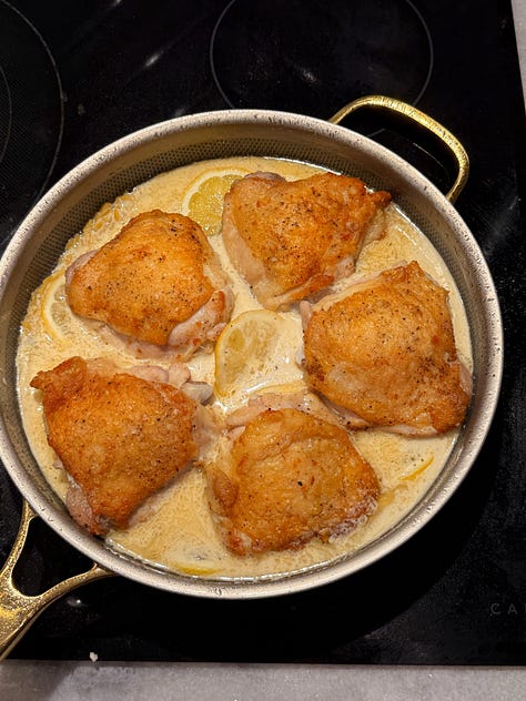 Step-by-step photos for making creamy lemon Boursin chicken and orzo