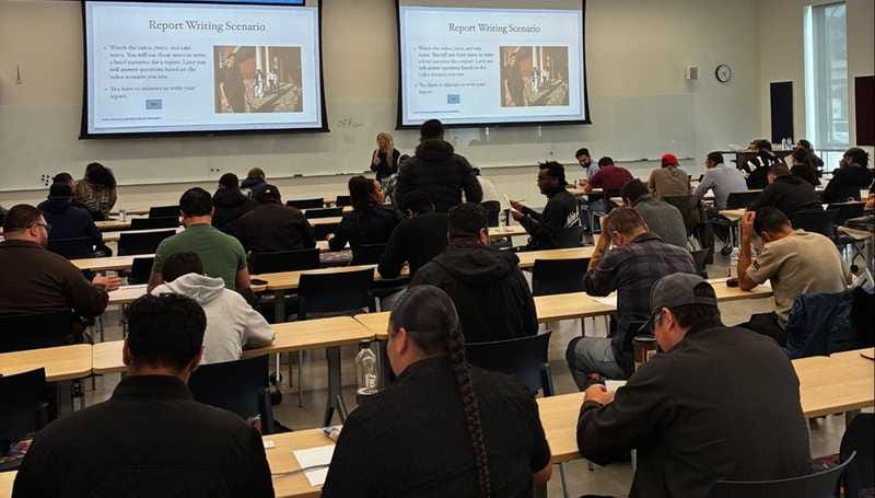 SFPD candidates sit for a test prep session SFPD candidates sit for a test prep session