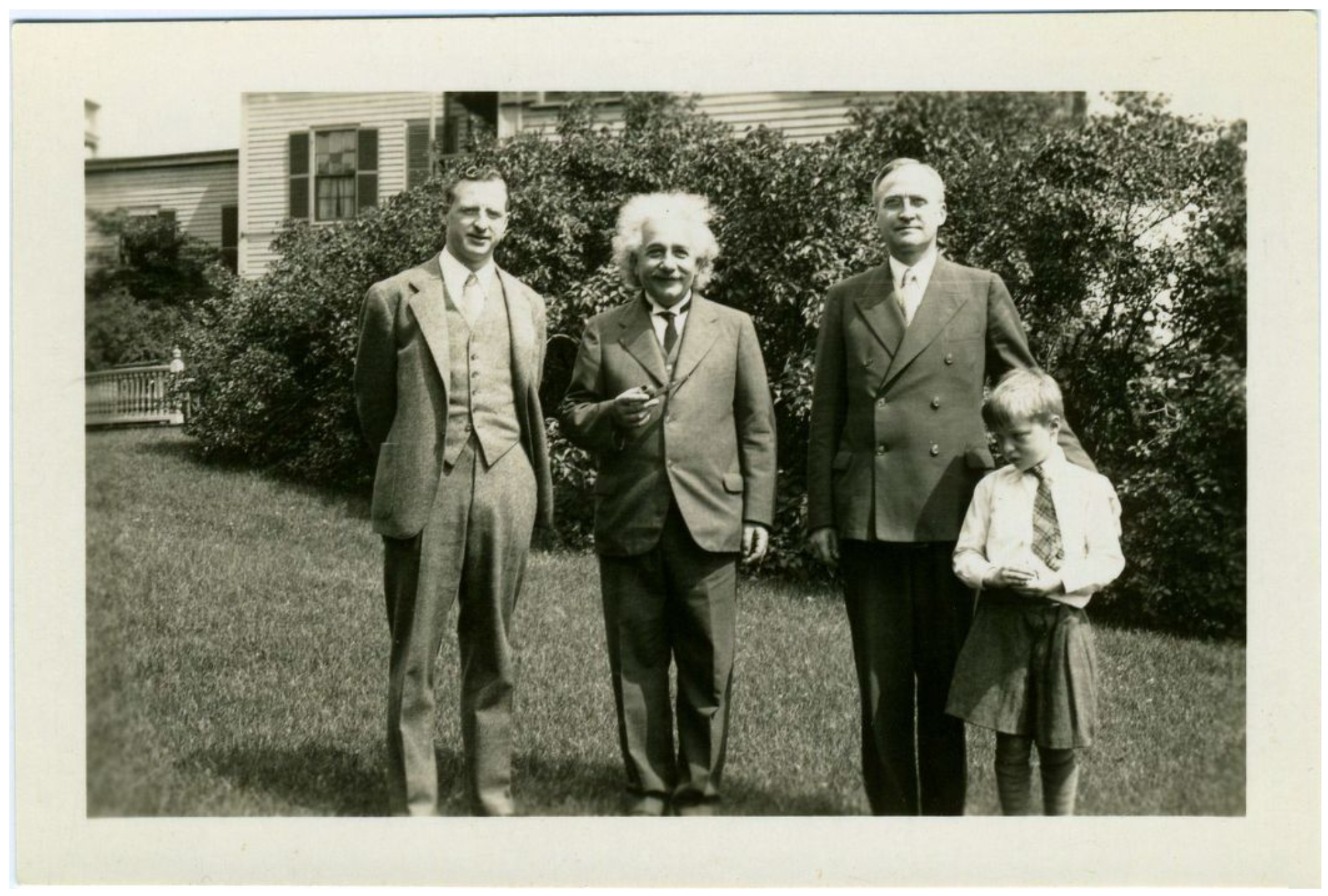 Donald Menzel, Albert Einstein, George Birkhoff, and Carl Shapley (son of Harlow Shapley) outside Harvard College Observatory; June 21, 1935 Donald Menzel, Albert Einstein, George Birkhoff, and Carl Shapley (son of Harlow Shapley) outside Harvard College Observatory; June 21, 1935