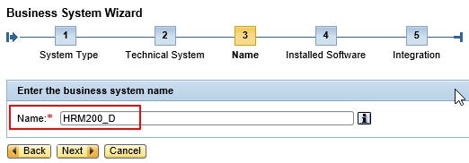 Assign a value for the name of the new Business System