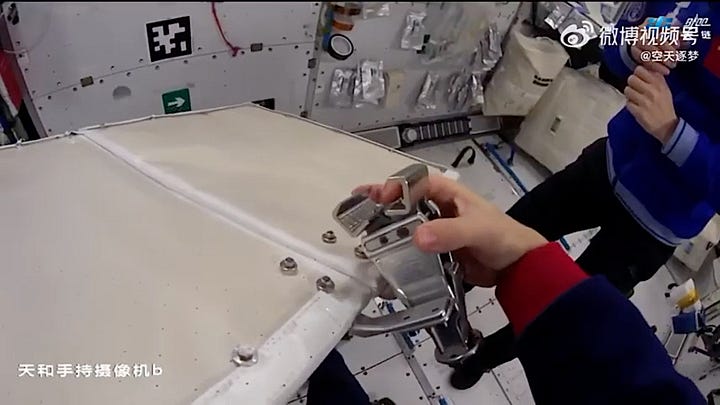 Various debris protection panels being prepared for a spacewalk in March.