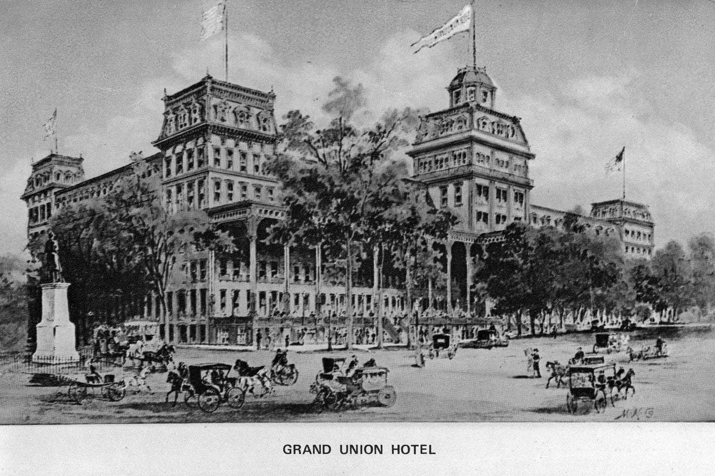 Grand Union Hotel in Saratoga Springs, NY. 1802-1953. Once the largest hotel  in the world with over 1,000 rooms. : r/Lost_Architecture