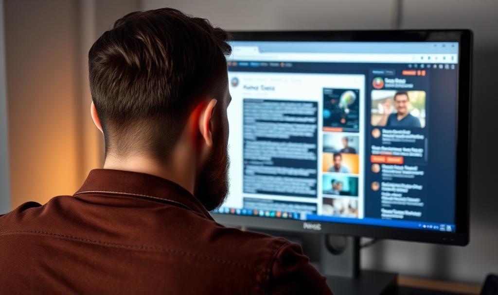 Autism Autistic Traits Stereotypes Everyone isn't autistic. A bearded man looks at social media on his computer. 
