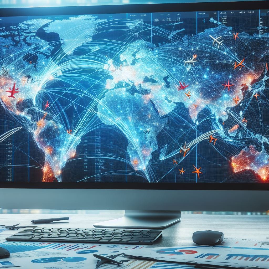 hundreds of flight plans being imported into a computer