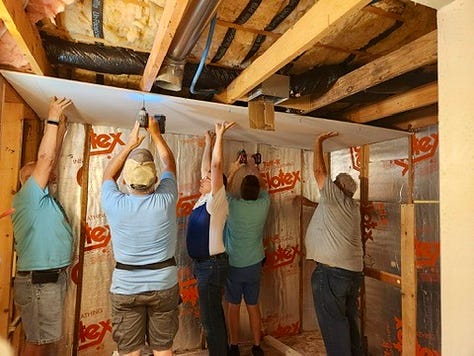 Photos of some of the major work the guys have been doing completely gutting and repairing some restrooms.