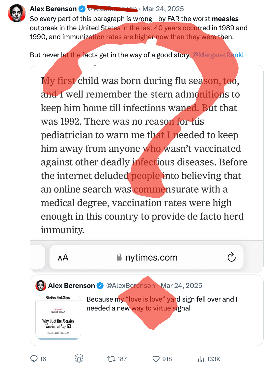 The 1990 outbreak occurred before we started giving a second dose of MMR and was triggered by Ronald Reagan’s vaccine policies that limited spending on vaccines and got fewer kids vaccinated.