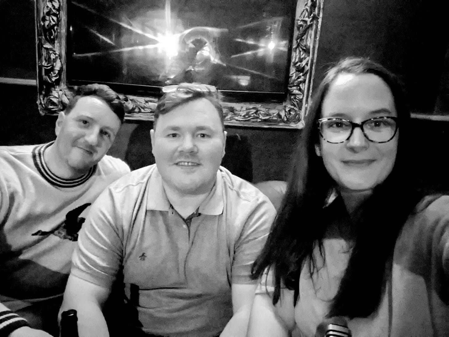 Ben McKinney, Dave Harland and Mel Barfield in monochrome tones