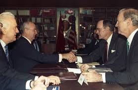 OTD in 1989, President Bush and President Gorbachev hold their first  bilateral meeting during the Malta Summit. December 2, 1989 Photo ID:  P08481-18 #bush41 #bush41library #bush41museum