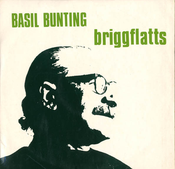 Cover of a vinyl recording of Briggflatts with Bunting's head in black and white
