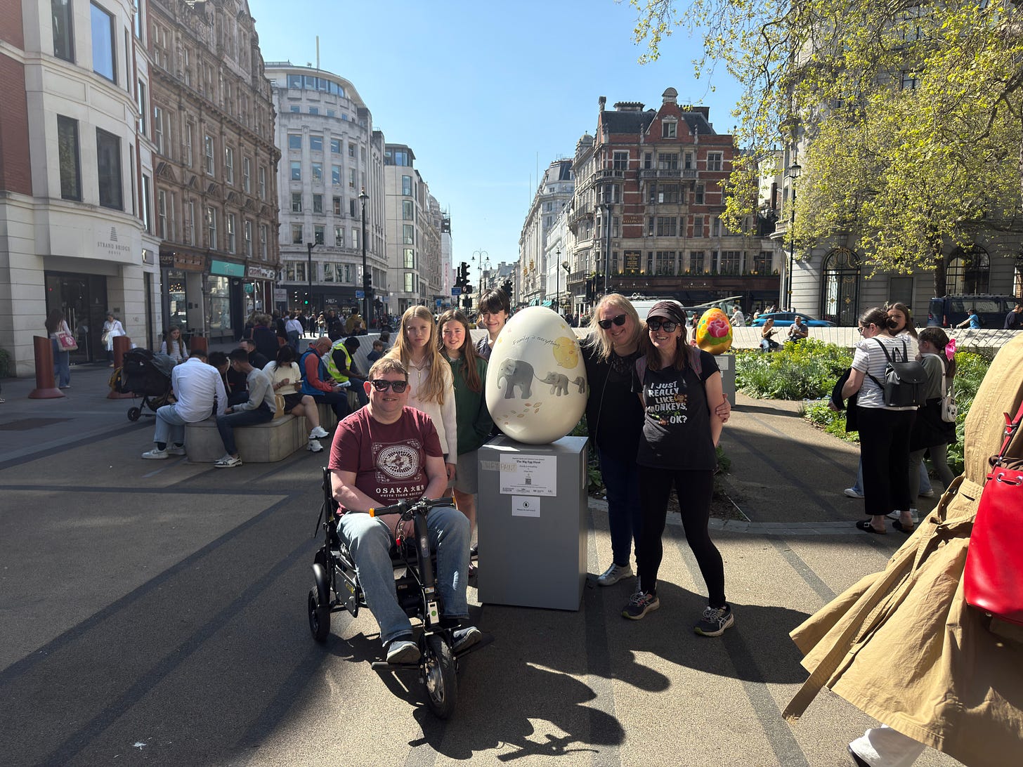 Author on his scooter in London with family