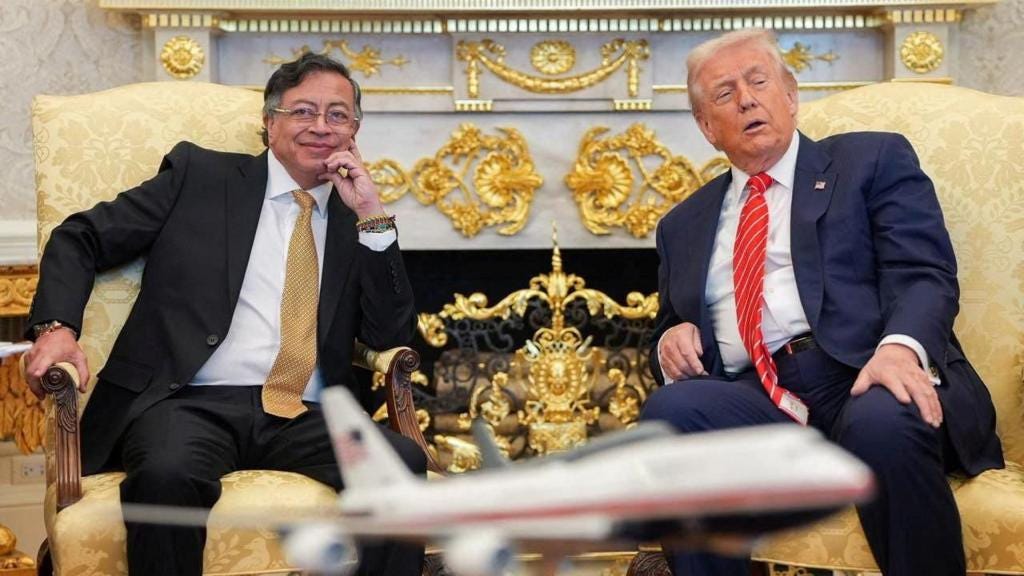US President Donald Trump and his Colombian counterpart Gustavo Petro meet at the Oval Office at the White House, in Washington, D.C., U.S., February 3, 2026. 