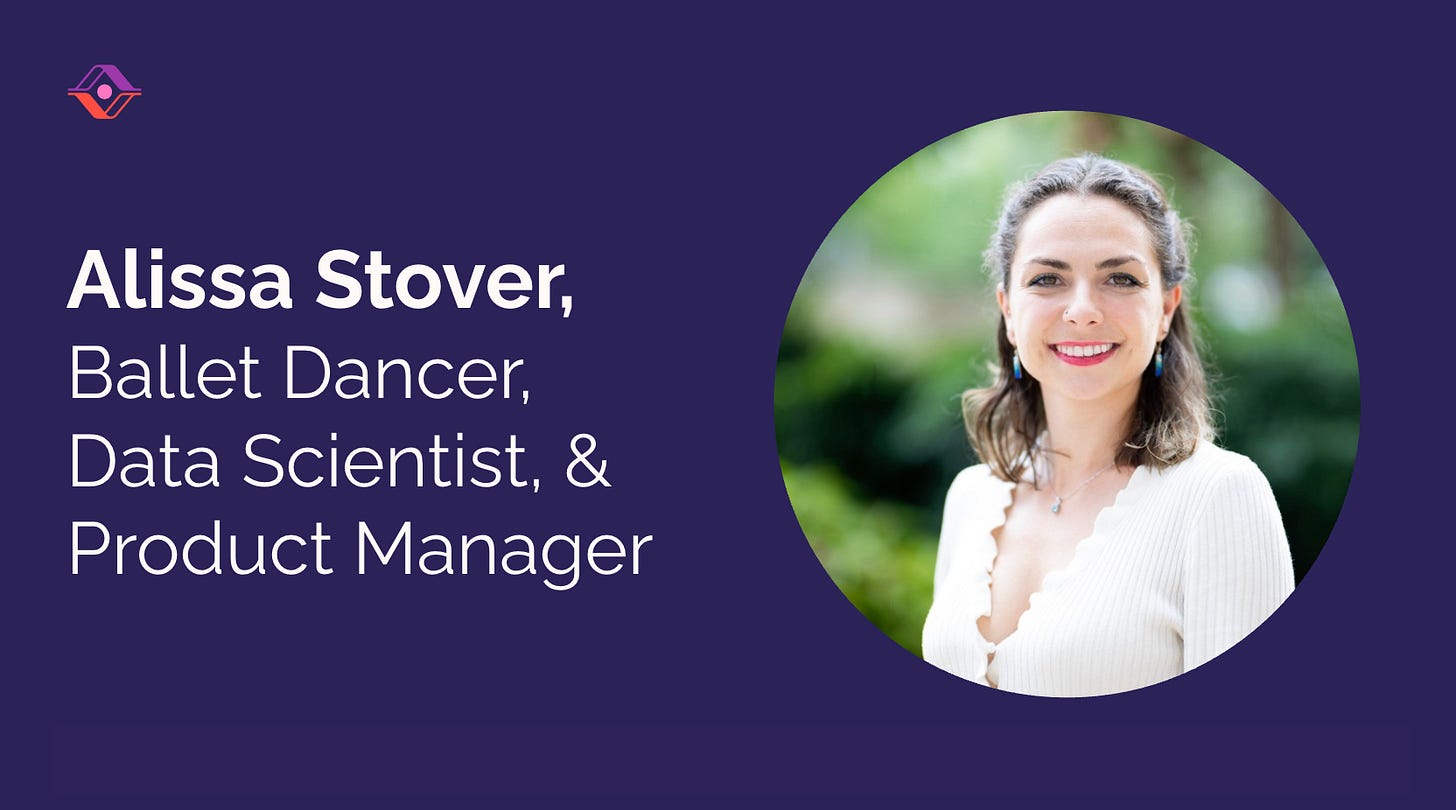 Alissa Stover, Ballet Dancer, Data Scientist, and Product Manager, headshot photo. Alissa Stover, Ballet Dancer, Data Scientist, and Product Manager, headshot photo.