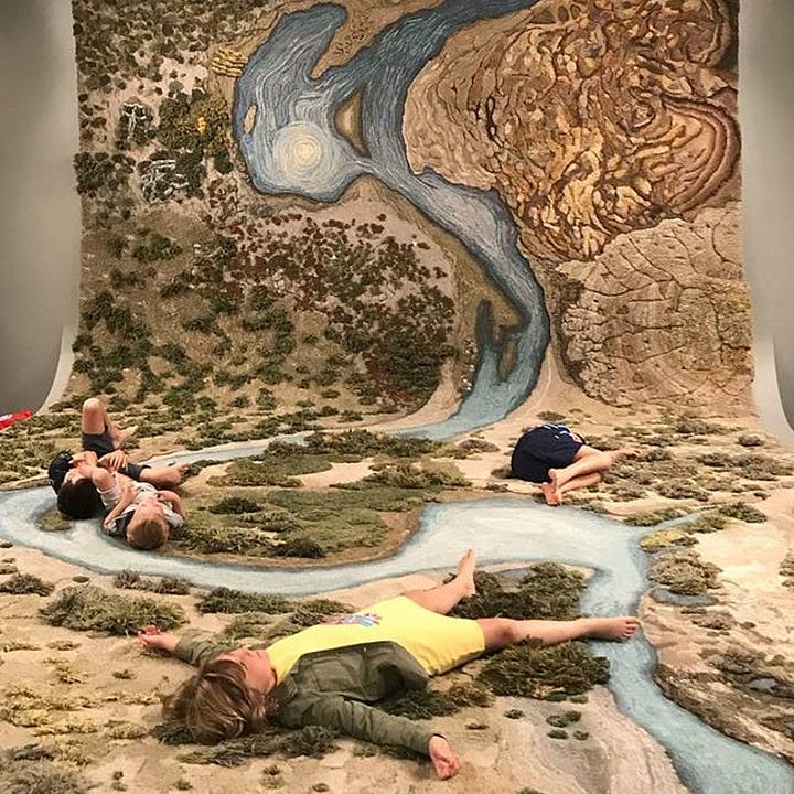 Alexandra Kehayoglou (Image: Emiliano Granado) | Refugio para un Recuerdo (Alexandra Kehayoglou) | Meadow (V&A Dundee) | Santa Cruz River (The National Gallery of Victoria)