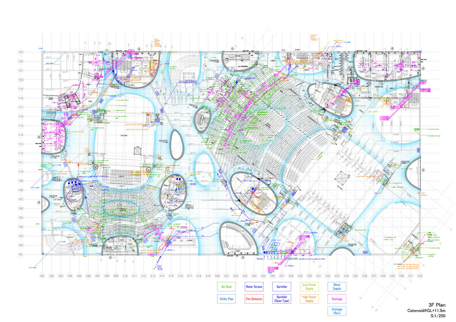 A multi-colored detailed construction plan A multi-colored detailed construction plan