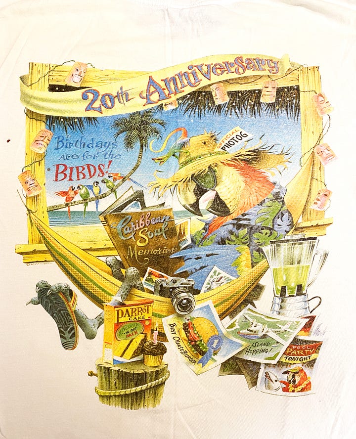 The shirt celebrating Caribbean Soul's 20th birthday in 2004.