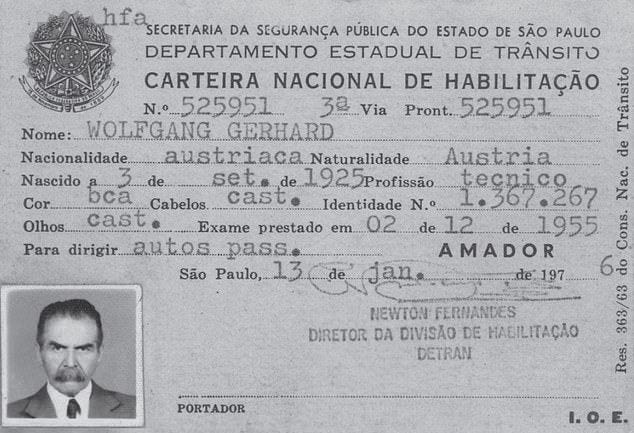 Mengele's driving license, which was in the name of his friend, Wolfgang Gerhard
