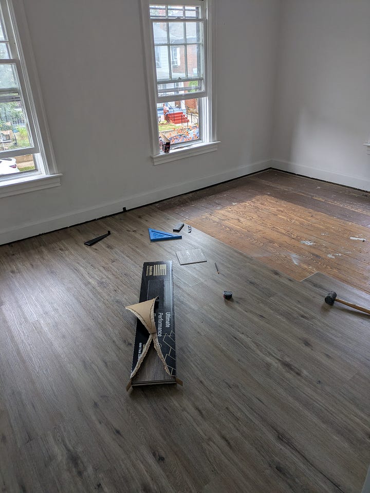 New flooring and the kitchen I worked on in last summer's renovation project.