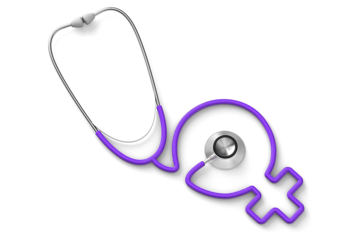 illustration of a stethoscope forming the shape of a female gender symbol