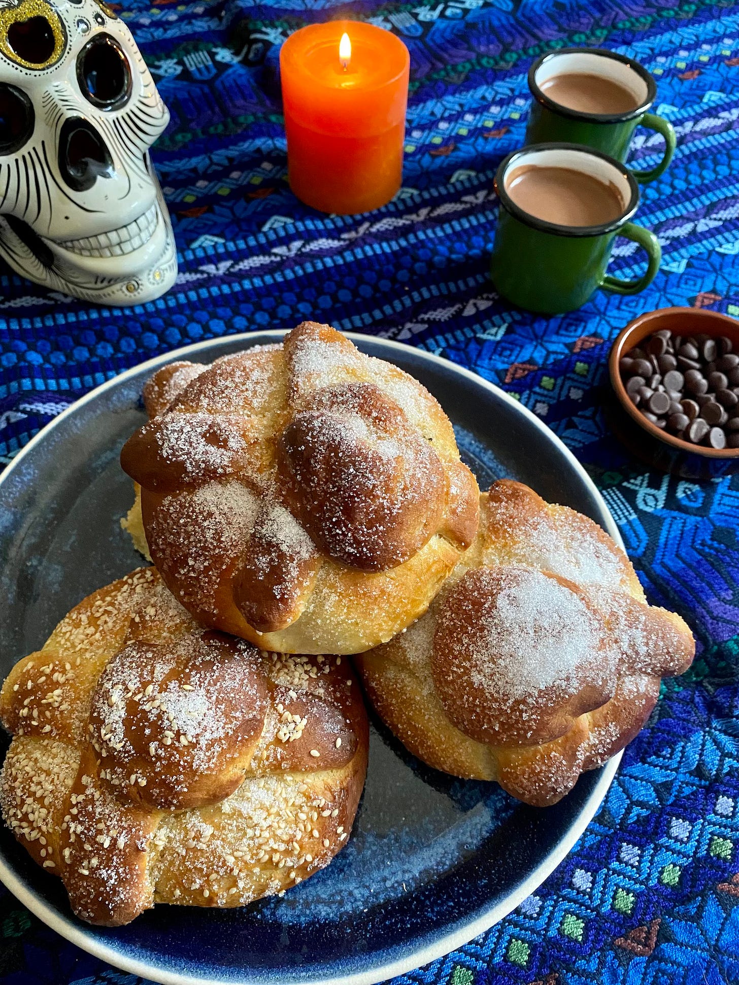 pan de muerto with chocolate