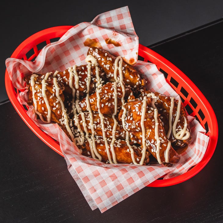 A basket of BBQ wings A basket of BBQ wings