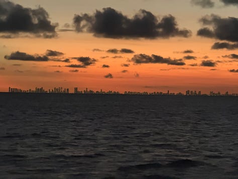 Dan and I always like to be on the top deck as our cruise ships leave port.