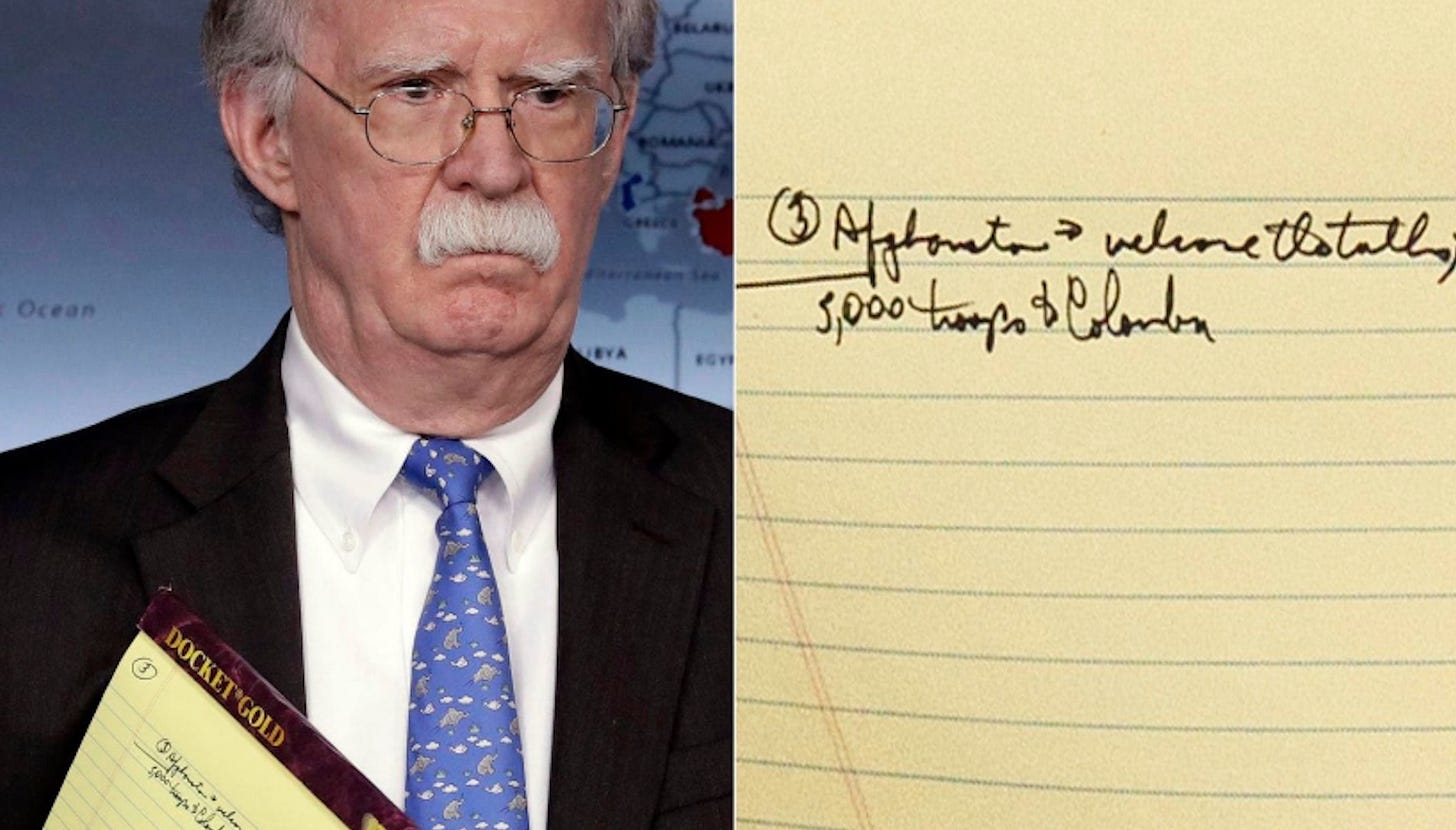 5,000 troops to Colombia': Bolton's notes raise eyebrows