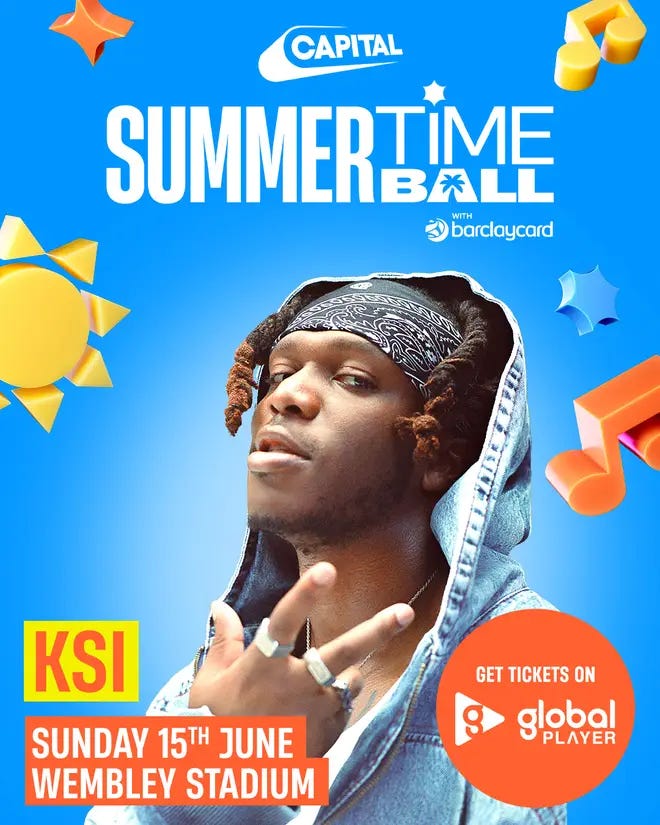 KSI is returning to Capital's Summertime Ball with Barclaycard