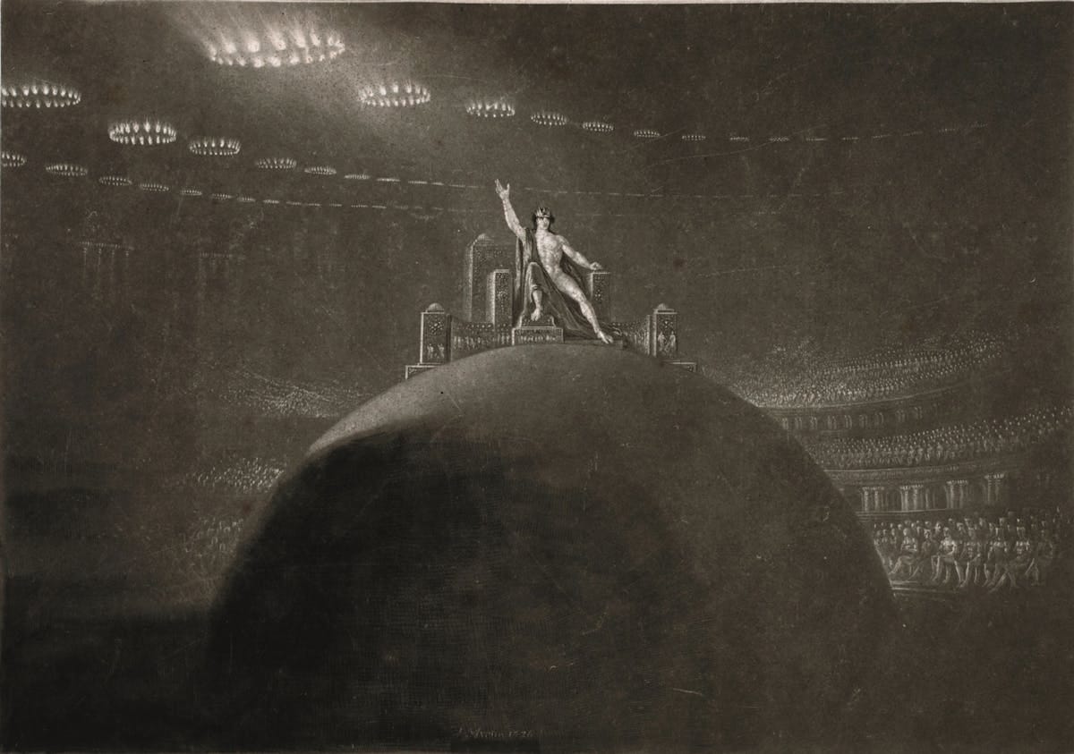 John Martin illustration showing Satan on his throne