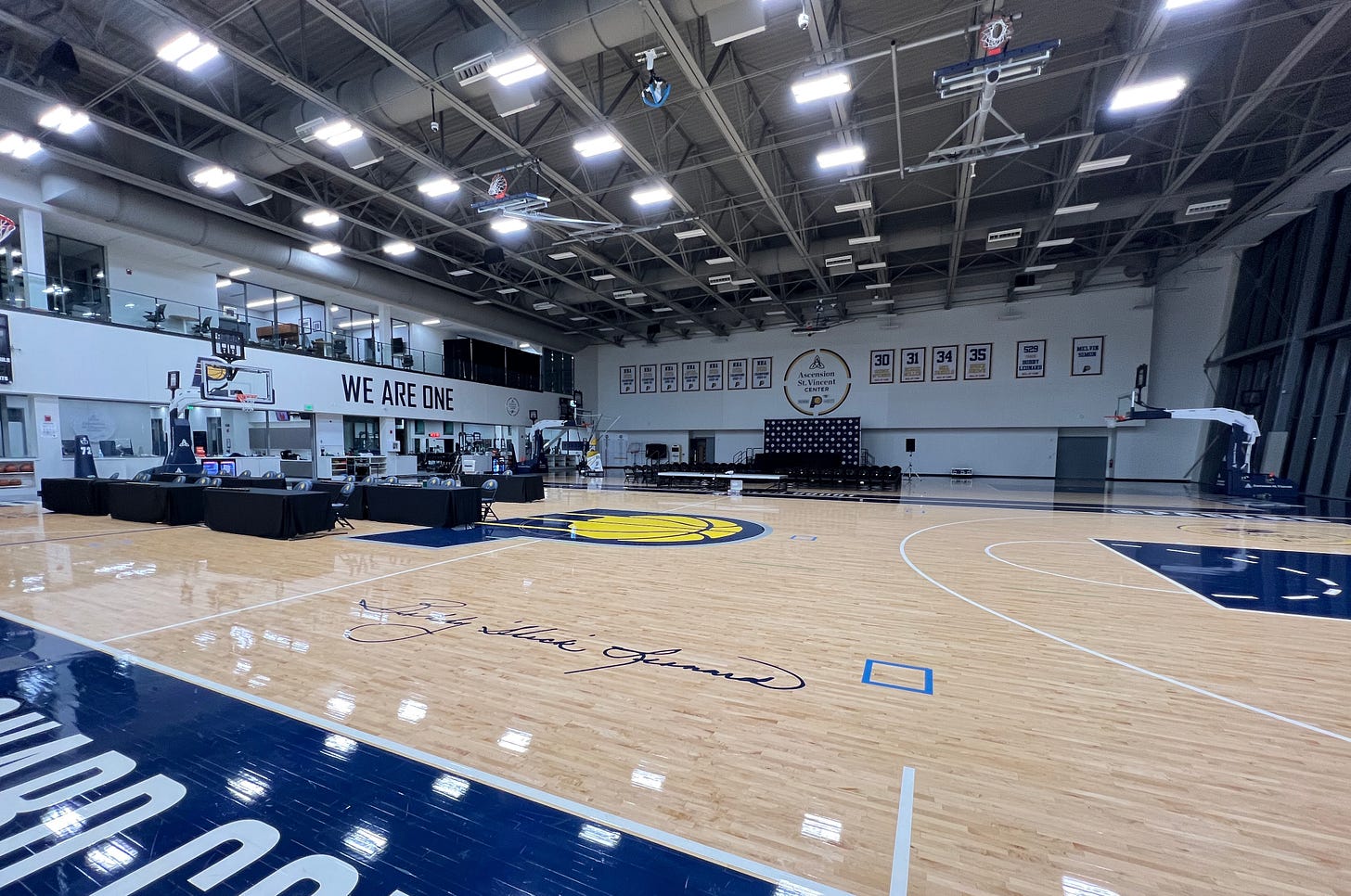The Pacers have two courts at the St. Vincent Center, their practice facility.