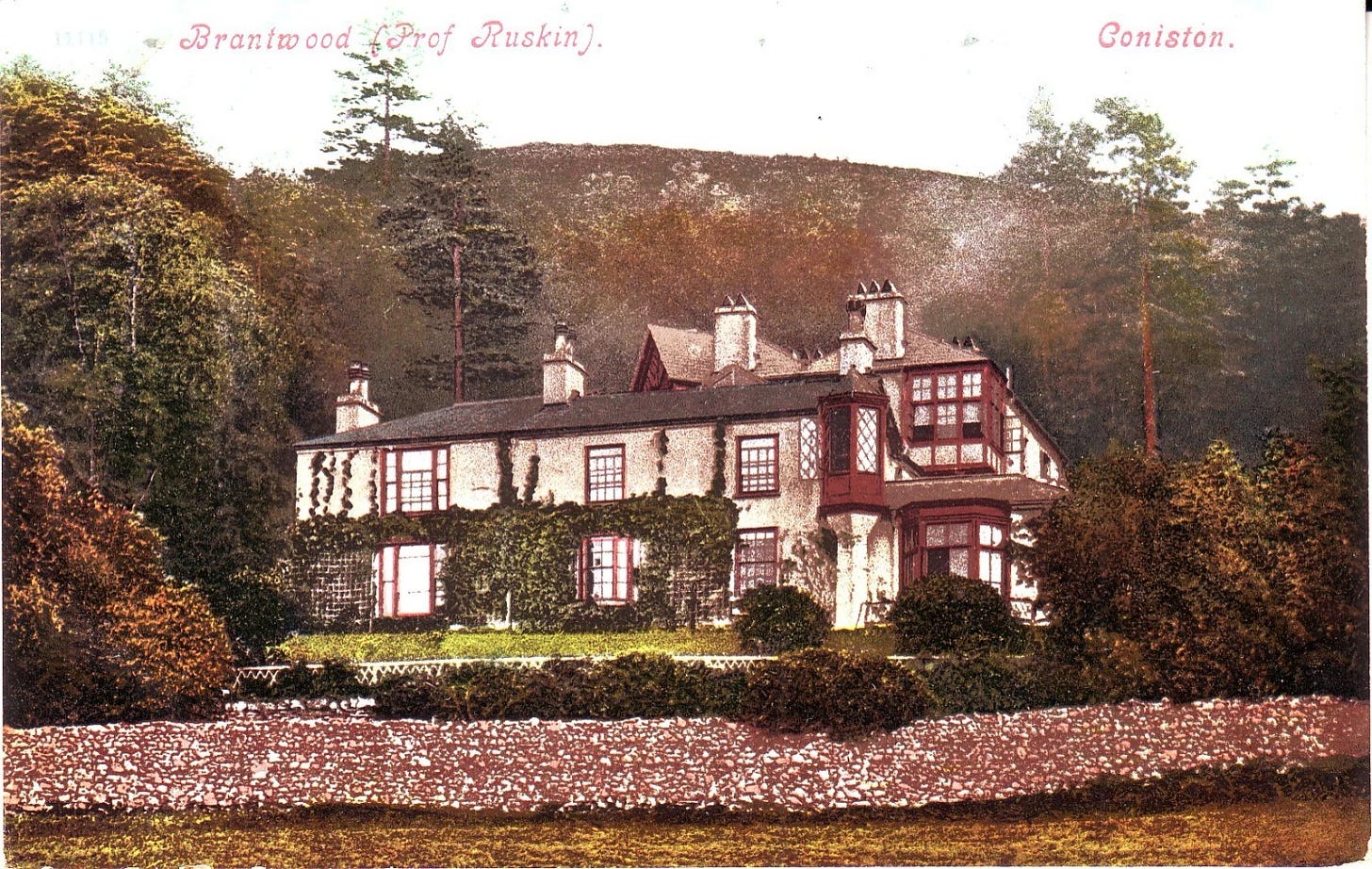 UK Coniston - Brantwood (Prof. Ruskin) old unused postcard - Picture 1 of 1