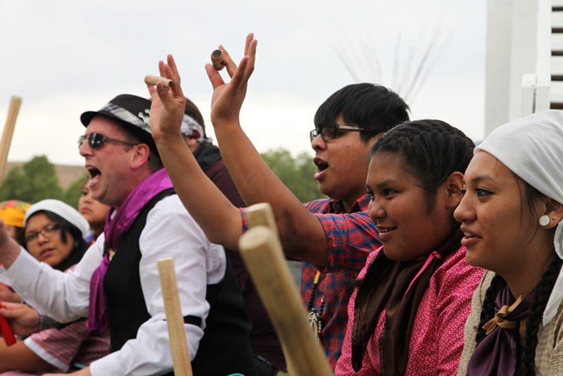 Shoshone people playing Native American Handgame