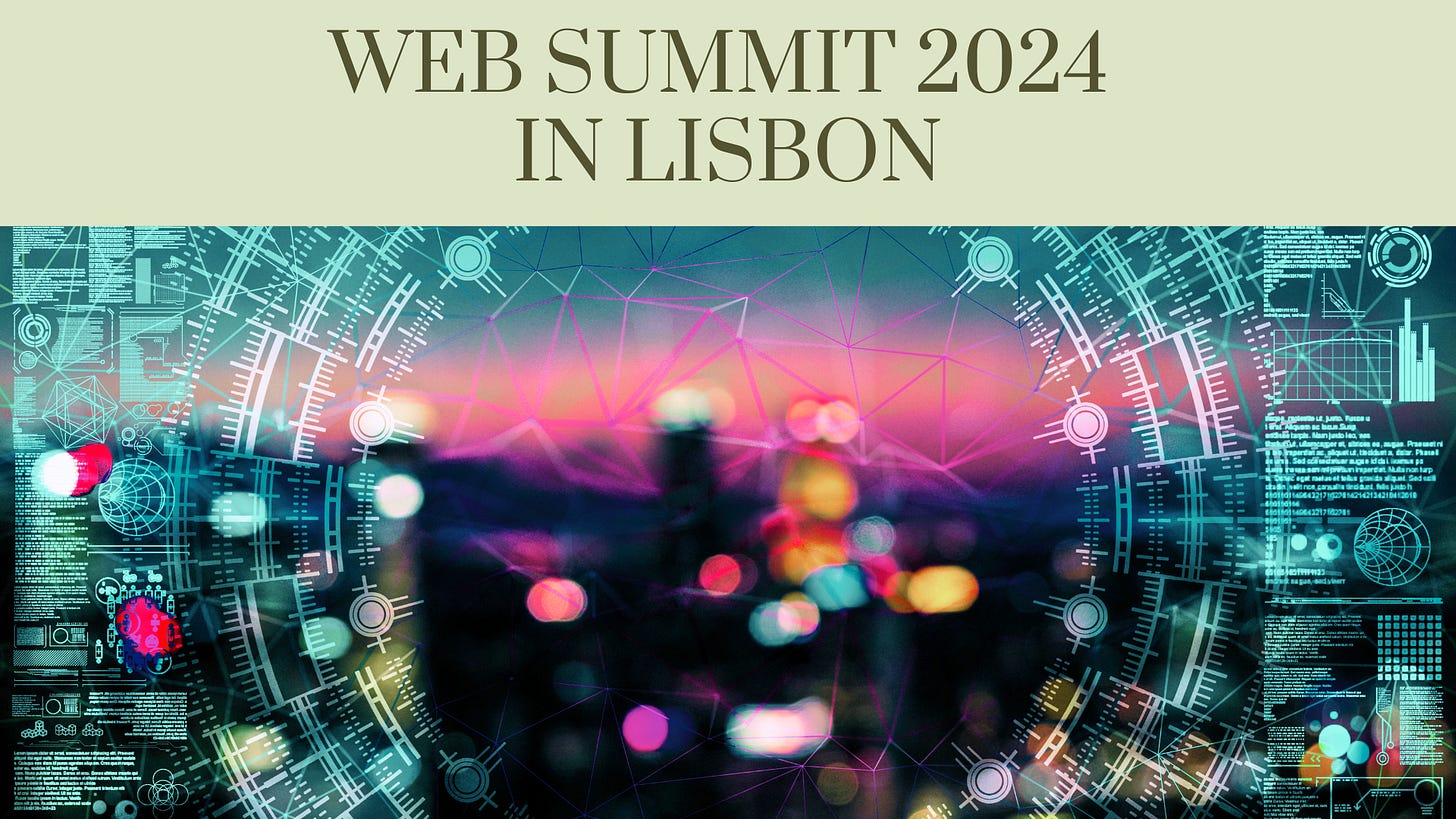 Web Summit 2024 in Lisbon – A vibrant, futuristic image symbolizing the convergence of technology and society at one of the world’s largest tech conferences. 