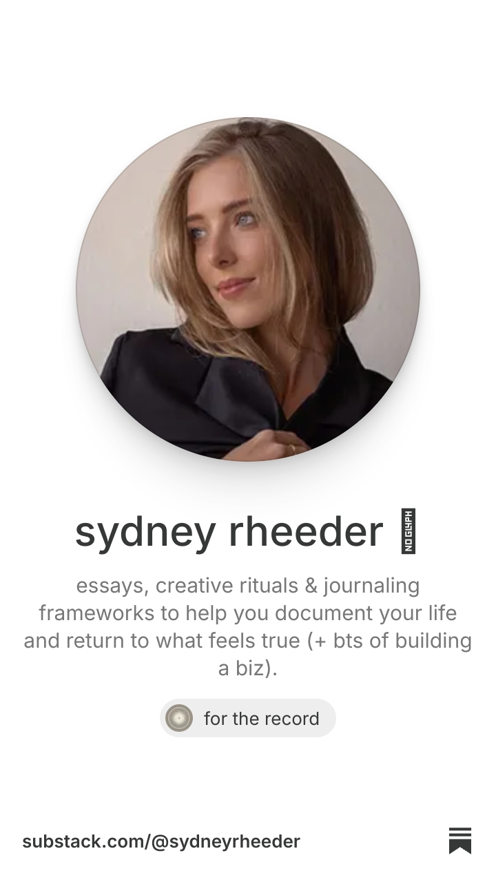 sydney rheeder 𖣠 | Substack