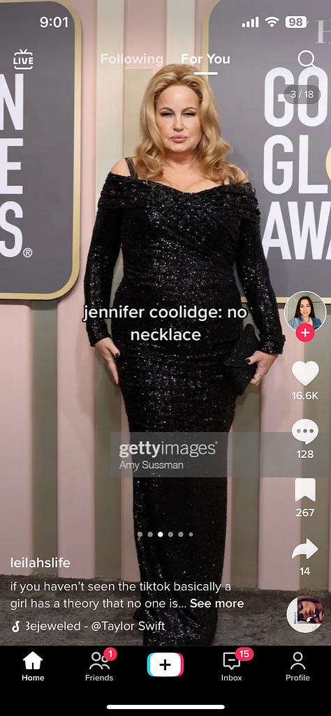 Tiktok commentators and digital culture writers discuss #recessioncore and lack of jewellery on red carpets
