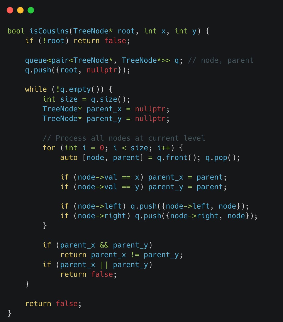 Cousins in Binary Tree - by Harpreet Singh