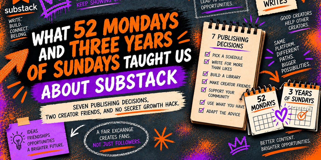 What 52 Mondays & Three Years of Sundays Taught Us About Substack
