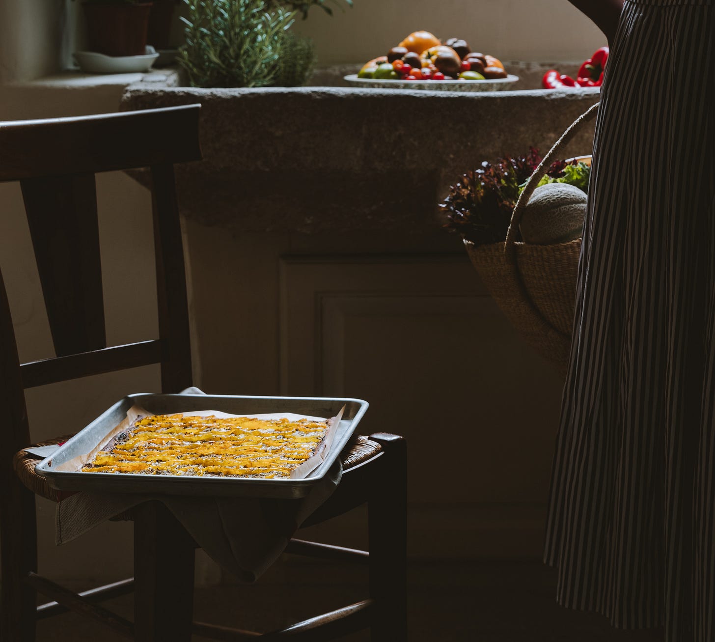 tarte Soleil sitting on a chair from Le Sud.