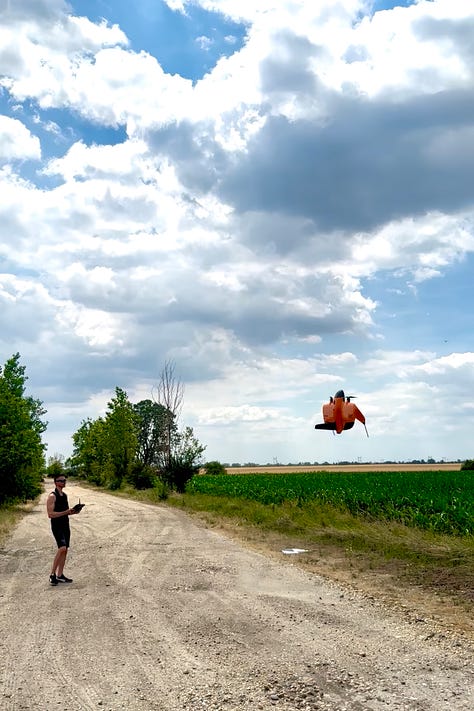 Roland Kriston working with terrestrial laser scanning, GNSS and fixed-wing UAV technologies during field data acquisition.