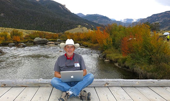 John Blogs from Torrey Canyon near Dubois, Wyoming Photograph of John Hulsey blogging at Torrey Canyon, Wyoming