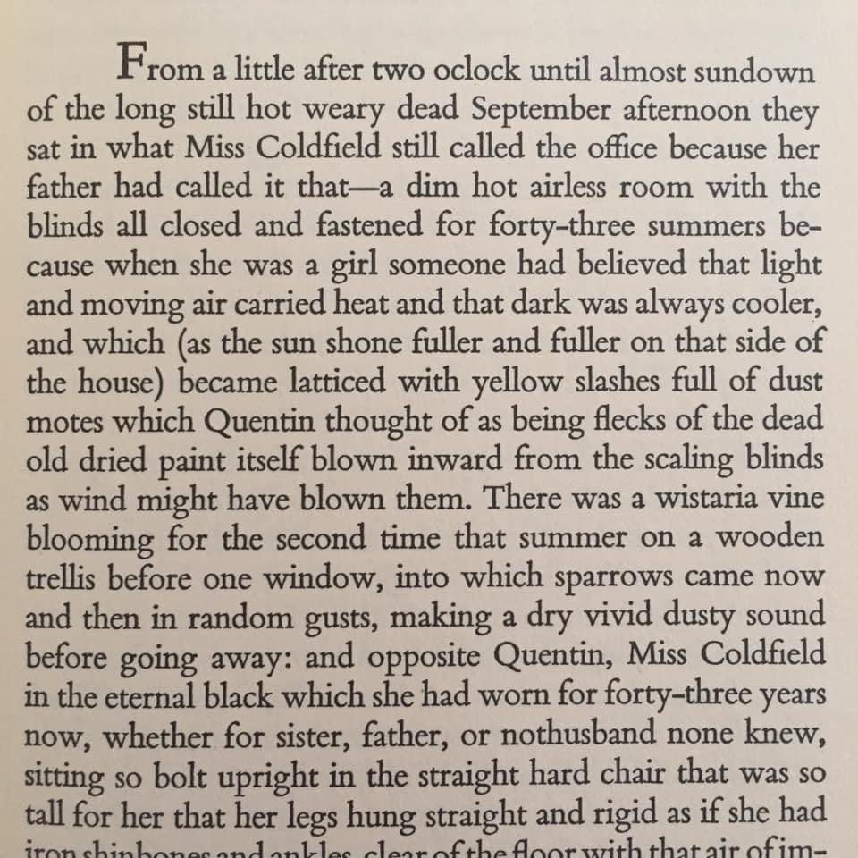 Mark Stryker on X: "The first sentence of Faulkner's “Absalom Absalom” is  123 words long, and I can't think of a single one I might cut.  https://t.co/l5QwCZdZ6f" / X