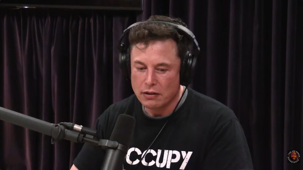 Elon Musk on the Joe Rogan Experience podcast Elon Musk on the Joe Rogan Experience podcast