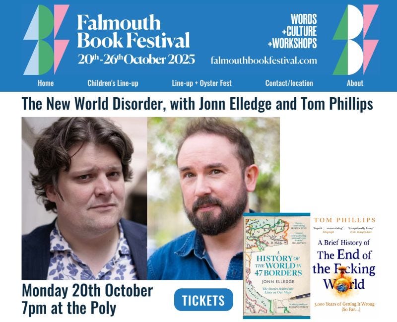 A FLYER FOR A BOOK EVENT WITH TOM PHILLIPS AND I, AT THE FALMOUTH POLY, MONDAY 20th OCTOBER, 7PM