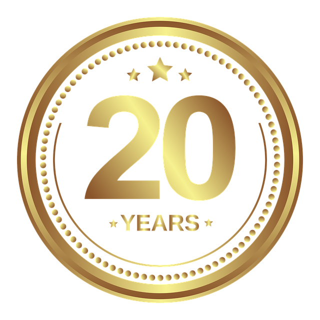 gold graphic highlighting 20 years