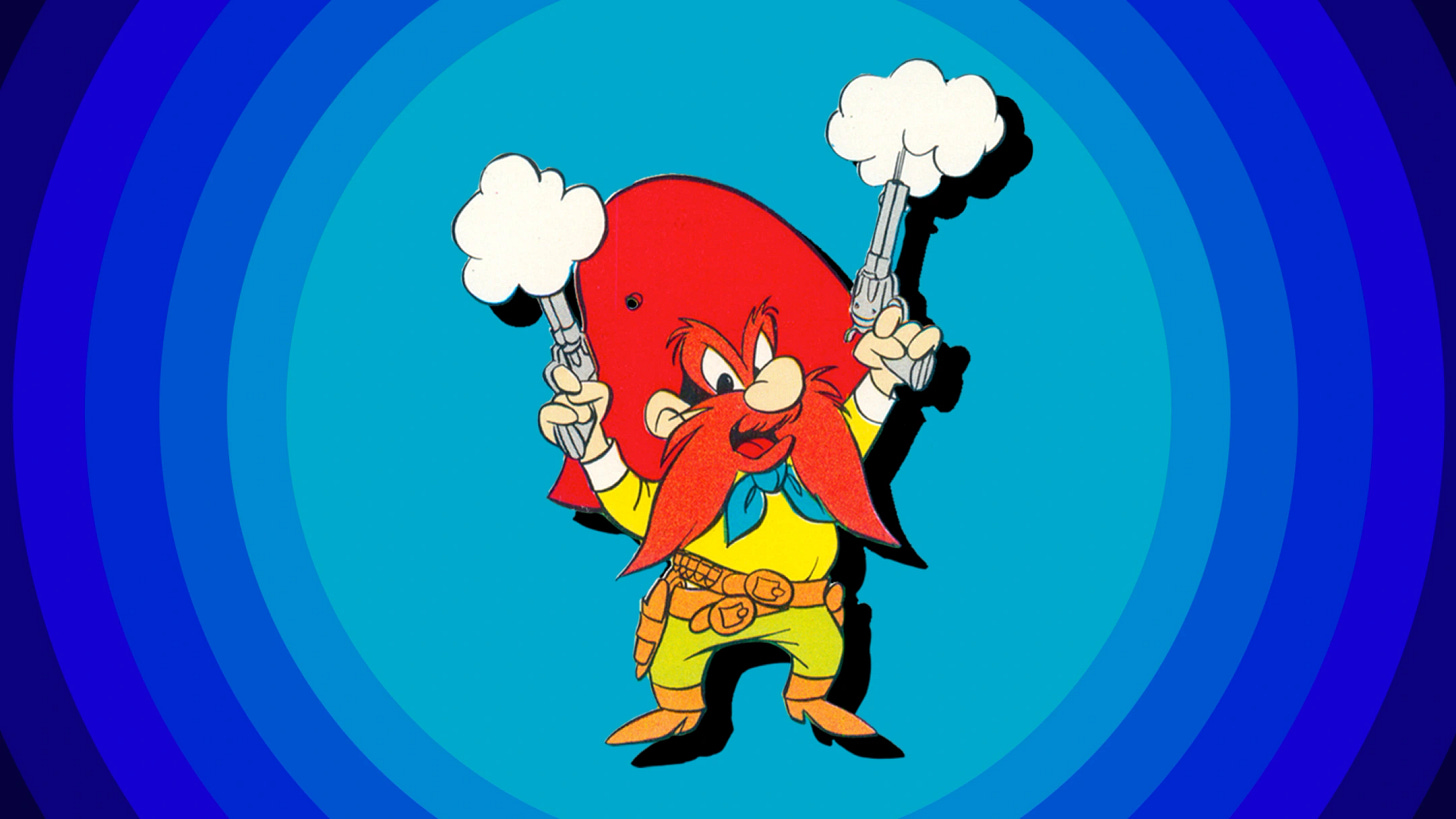 Yosemite Sam in blue concentric circles