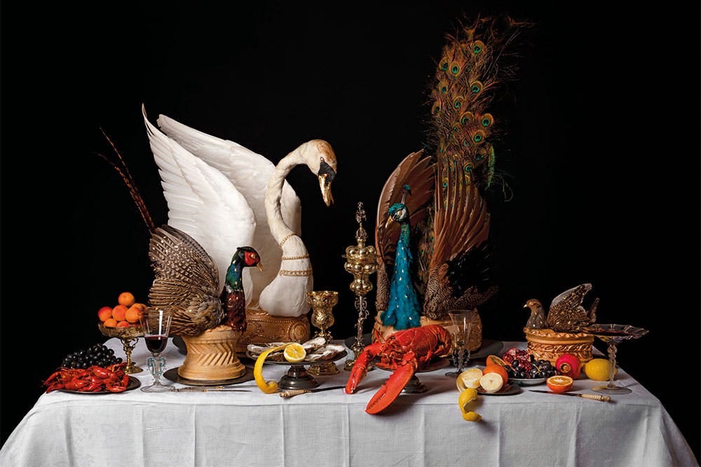 Recreation of an early modern banquet table by Ivan Day