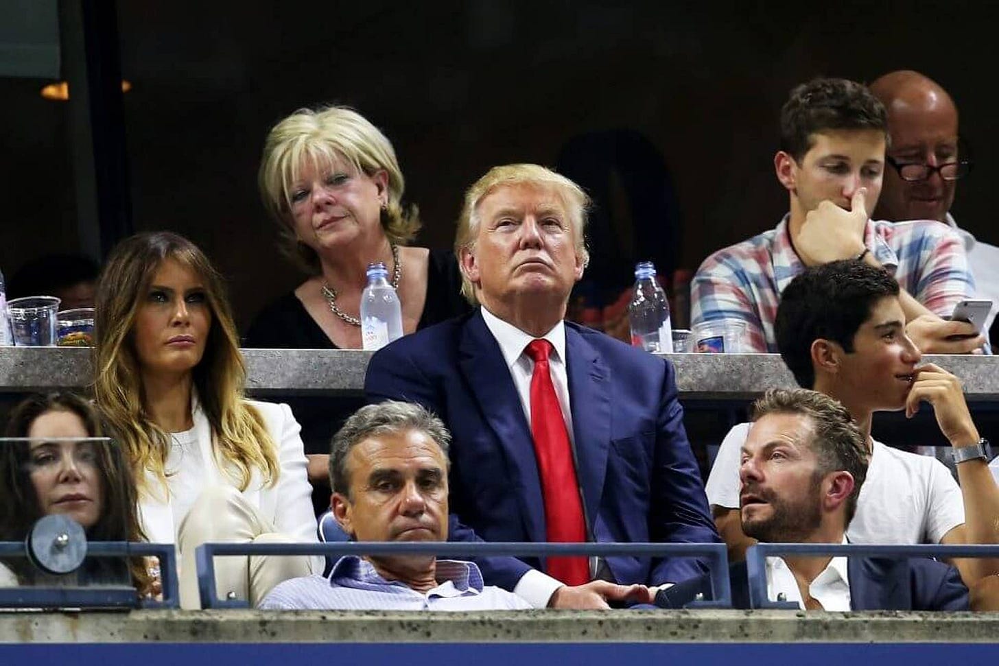 NEW YORK, NY - SEPTEMBER 08:  2016 Republican presidential candidate Donald Trump and his wife Melania Trump-Trump attend the Women's Singles Quarterfinals match between Serena Williams of the United States and Venus Williams of the United States on Day Nine of the 2015 US Open at the USTA Billie Jean King National Tennis Center on September 8, 2015 in the Flushing neighborhood of the Queens borough of New York City.  (Photo by Matthew Stockman/Getty Images)